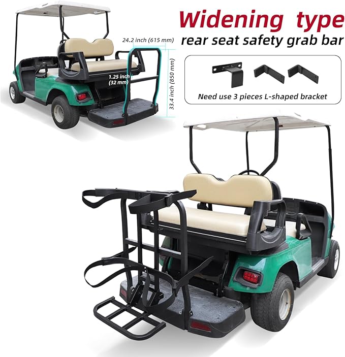 Roykaw Upgraded Golf Cart Rear Seat Bag Holder Universal Compatible with EZGO/Club Car/Yamaha, Golf Cart Rear Seat Bag Rack, Better Fixation/Space-Saving/No Drilling Required/Rust-Proof