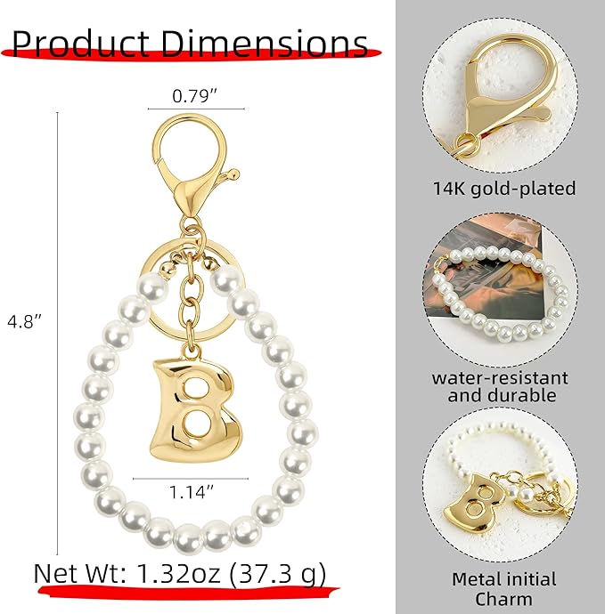 Gold Bubble Heart, Cherry, Bow & More Designs Letter Initial Keychain Bag Charms – Cute Purse Charms for Handbags