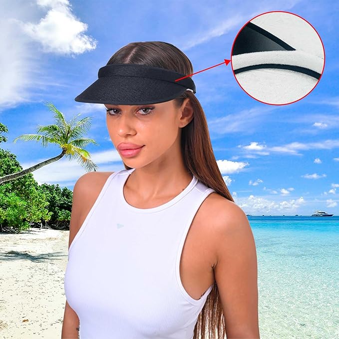 3 Pieces Clip On Visors Women Men Visor Sun Hats Hat Outdoor Sports Golf Beach Travel Tennis Cap