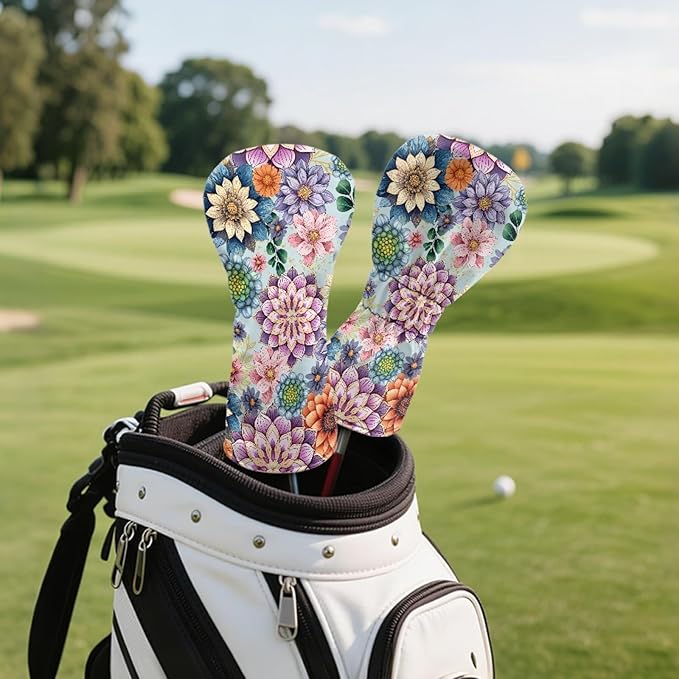 Golf Club Head Covers for Club Protective, Waterproof PU Leather Driver Fairway Wood Hybrid Head Cover