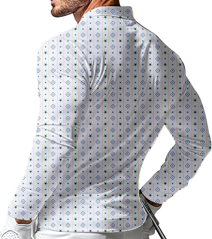 Men's Long Sleeve Golf Shirt Quick Dry 3 Button Work Fishing Outdoor Casual Collar Shirt