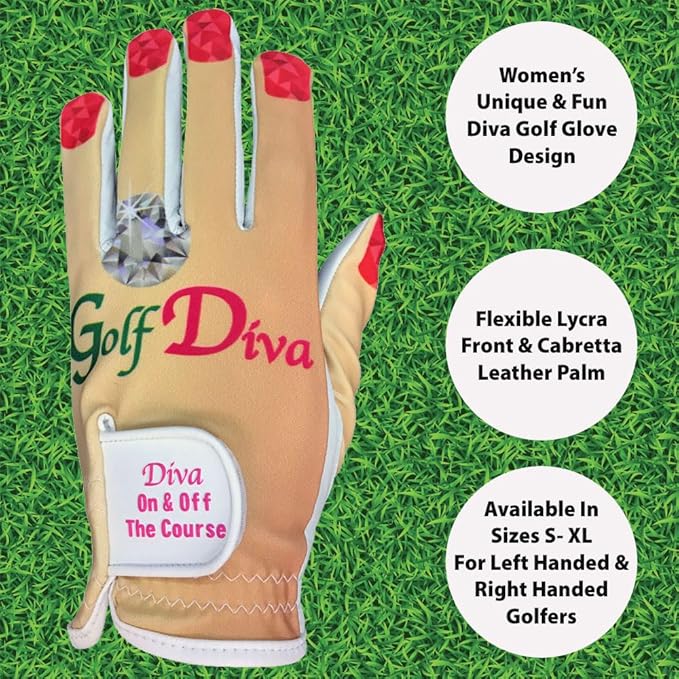 Giggle Golf Women's Golf Glove - Adjustable Strap, Left Hand Gloves for Women