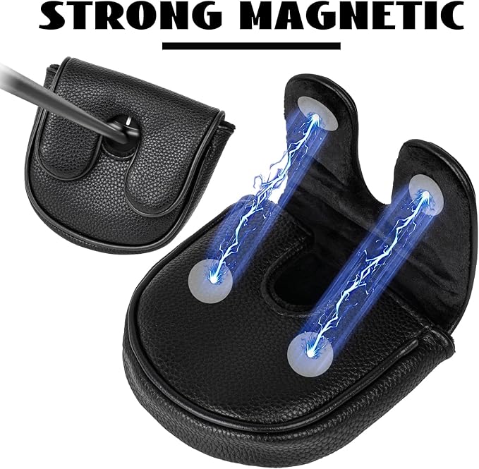 Craftsman Golf Leather Black Mallet Putter Headcover Head Cover Protector Case for LAB DF3 Center Shaft Putters Magnetic Closure