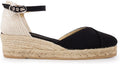 Girona Authentic Spanish Espadrille Wedge Sandals for Women - Sustainable, Eco Friendly, Vegan Shoes. Classic Style, Organic Cotton Canvas Upper, Comfy Insole, Jute Midsole, Rubber Sole. Made in Spain