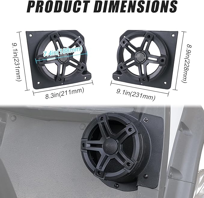 Under Dash Kick Speaker Pod Brackets for E-Z-Go TXT 1994+ Golf Cart Accessories, Front Kick Panels Loudspeaker Mount Support for 6.5" Speakers, High-Density PP Plastic, 2PCS