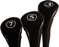 Black Golf Zipper Head Covers 3 5 7 Fairway Woods Headcovers Metal Neoprene Traditional Plain Protective Covers Fits All Fairway Clubs