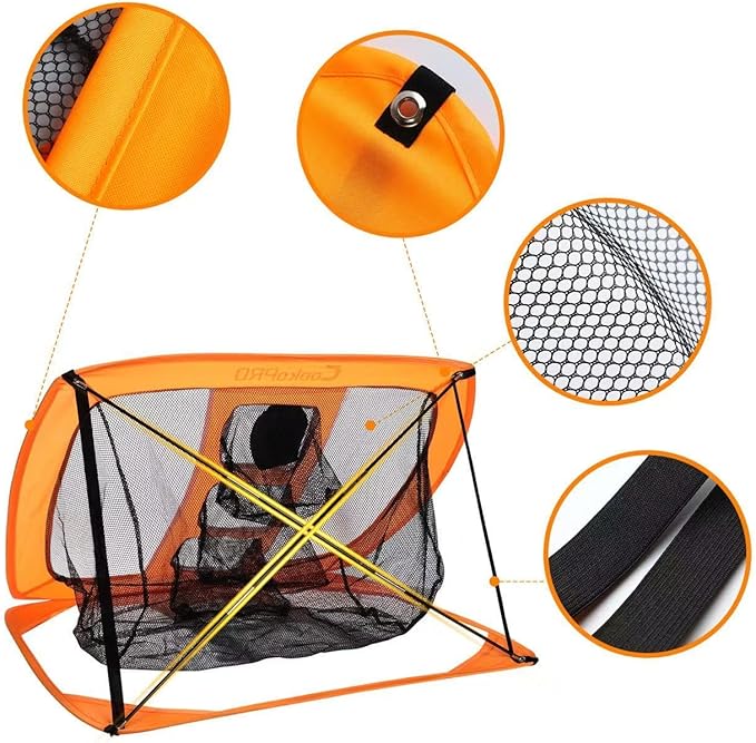 Golf Chipping Net Set,Pop Up Net with Durable Rubber Training Mat,10 Golf Tees,6 Practice Balls,6 Foam Balls and Carry Bag for Indoor & Outdoor Game