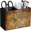 Pen Holder, Pencil Holder for Desk Organizer, Vintage Retro World Map PU Leather Pencil Cups Desktop Stationery Storage Makeup Brush Holder Pen Organizer for Office Home
