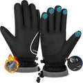 Winter Gloves for Women Men, Waterproof and Warm, Sensitive Touch Gloves for Cycling Running Working Outdoor Activities, Black