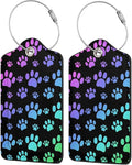 2 Pcs Luggage Tags for Suitcases Dog Paw Print PU Leather Cruise Ship Luggage Tags with Privacy Cover Label Address Card and Durable Metal Ring Suitable for Men Women Handbags Backpacks