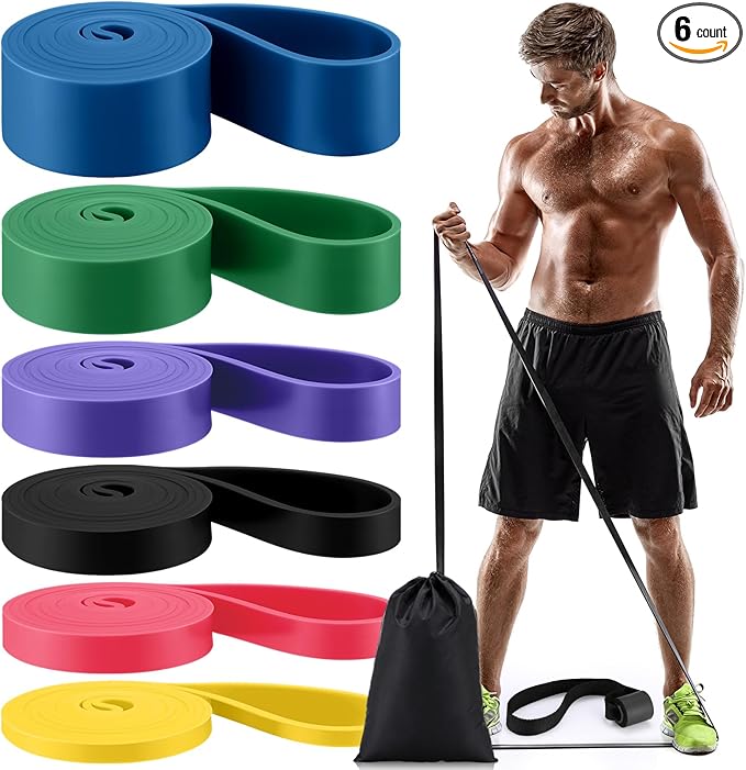 Soulchen 6 Pcs Resistance Bands Set Pull up Bands for Men Women Resistance Training with Door Anchor and Storage Bag for Physical Therapy, Muscle Training Aid, Fitness