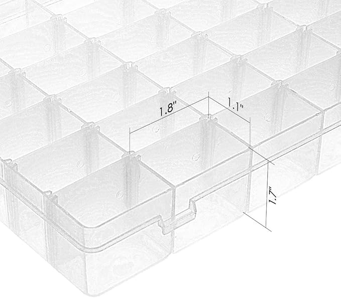 Gospire 36 Grids Clear Plastic Jewelry Box Organizer Storage Container with Removable Dividers (36 Grids - Clear)