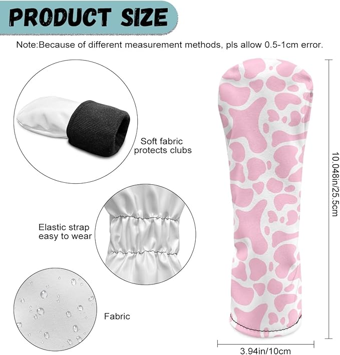 Golf Club Head Covers for Club Protective, Waterproof PU Leather Driver Fairway Wood Hybrid Head Cover
