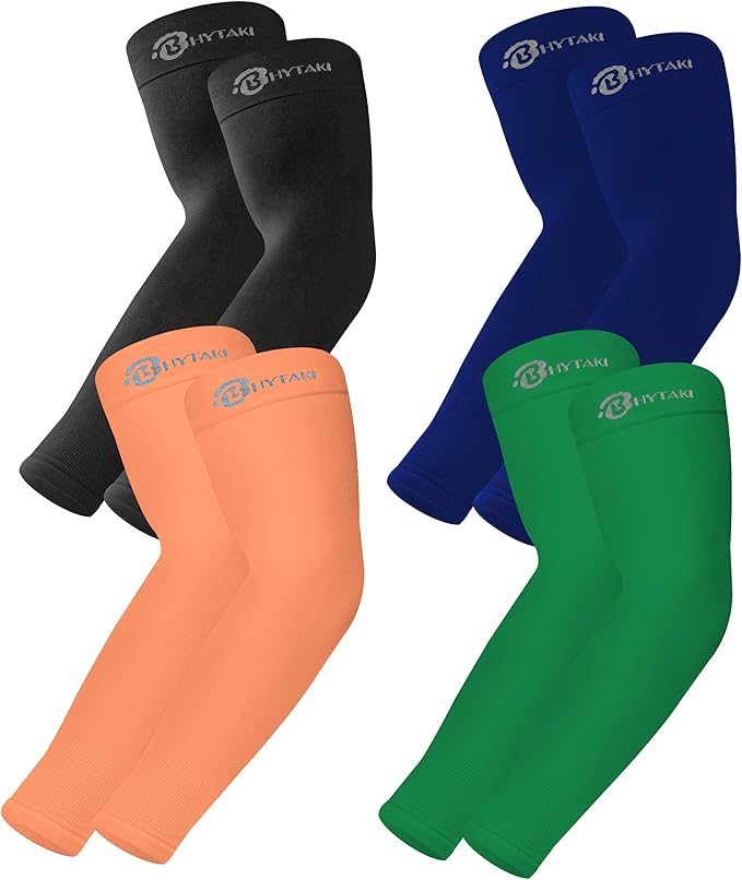 BHYTAKI UV Sun Protection Arm Sleeves, UPF 50 Sports Cooling Arm Compression Sleeves for Men Women Teenager