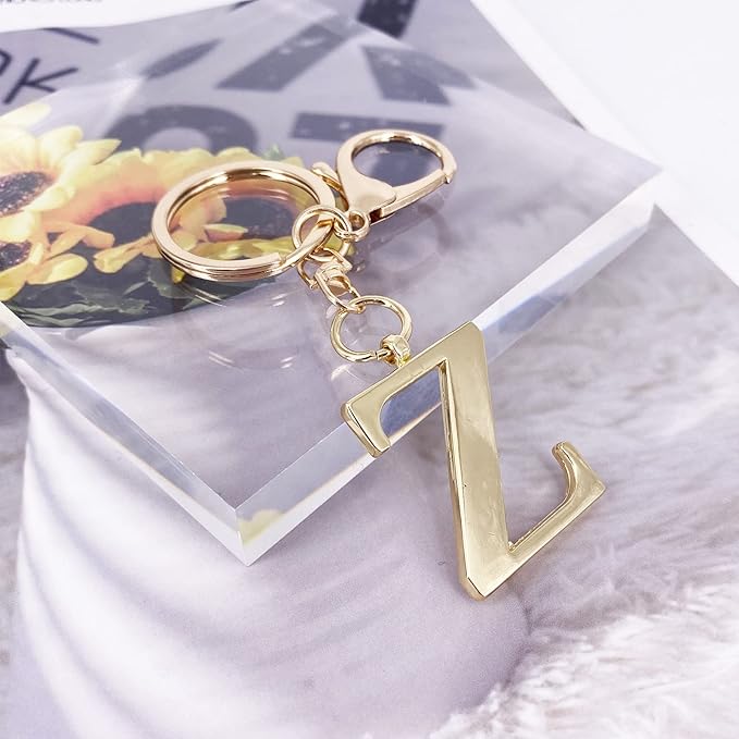 LAXPICOL Gold Letter A-Z Keychain for Women Bag Charms Purse Charms For Handbags Metal Alphabet Initial Letter Keychain