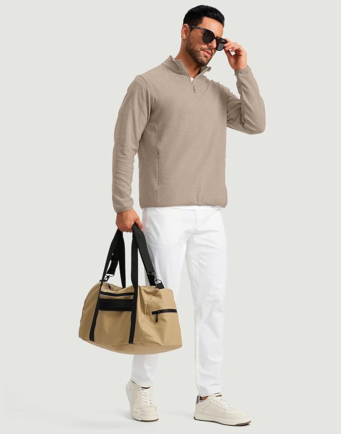 G Gradual Mens Quarter Zip Pullover Fleece with 2 Zipper Pockets Long Sleeve Golf Shirt Winter Athletic Sweater Lightweight