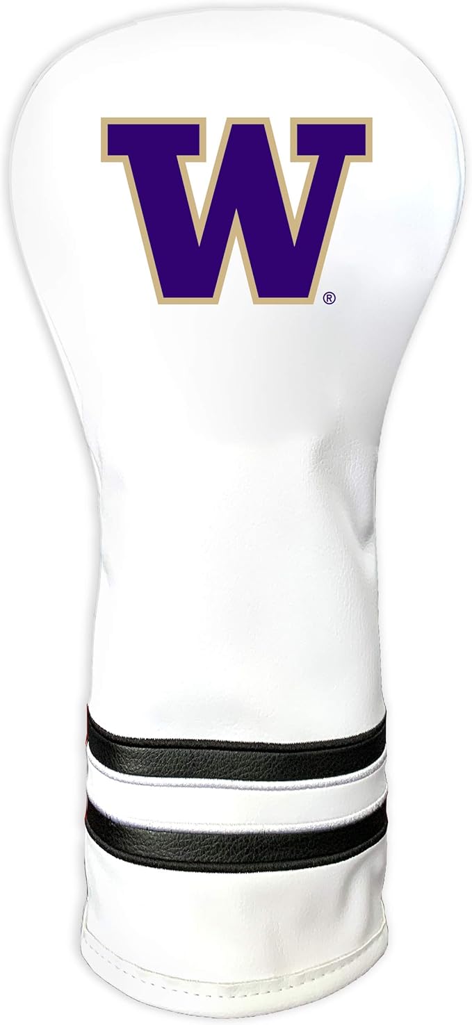 Team Golf NCAA White Vintage Fairway Golf Club Headcover, Form Fitting Design, Retro Design