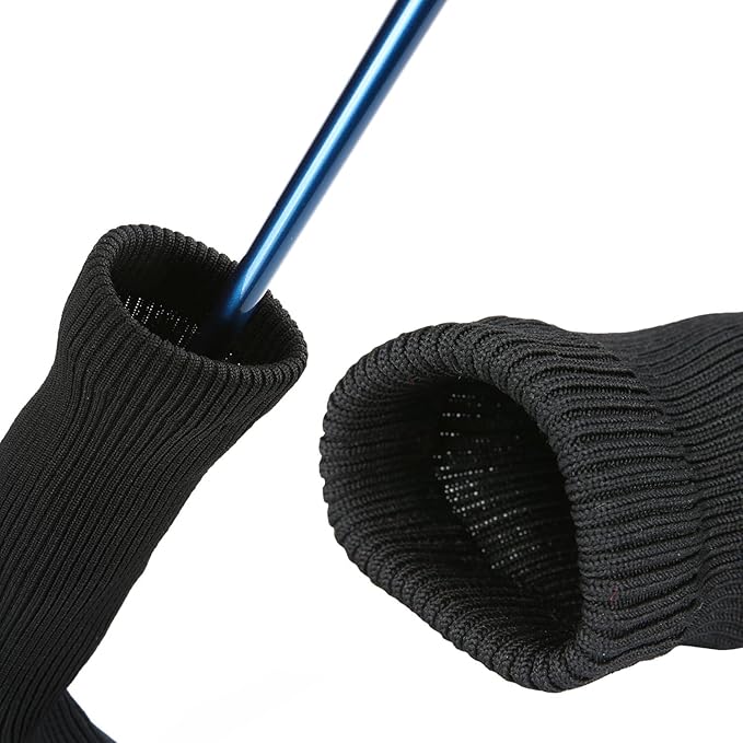 Black Golf Club Head Cover for Driver Fairway 3 Pcs Woods Headcovers, Golf Accessories Hybrid Head Covers Set with Interchangeable Tags 3 4 5 7 X