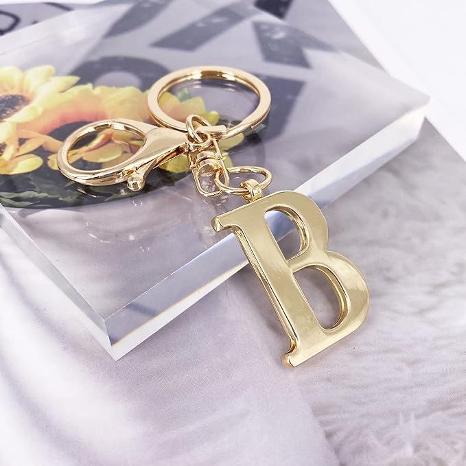 LAXPICOL Gold Letter A-Z Keychain for Women Bag Charms Purse Charms For Handbags Metal Alphabet Initial Letter Keychain