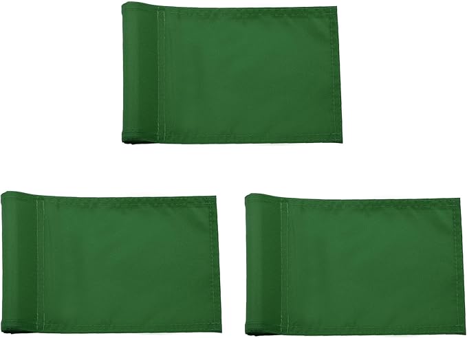 3-Piece 9 x 6 Inch Green Golf Flags with ABS Sleeve, 420D Nylon, Portable, Waterproof, Suitable for Backyard, Garden, Golf Course