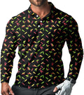 Men's Long Sleeve Golf Shirt Quick Dry 3 Button Work Fishing Outdoor Casual Collar Shirt
