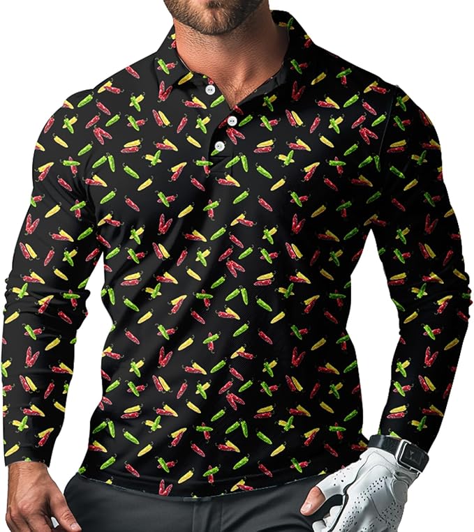 Men's Long Sleeve Golf Shirt Quick Dry 3 Button Work Fishing Outdoor Casual Collar Shirt