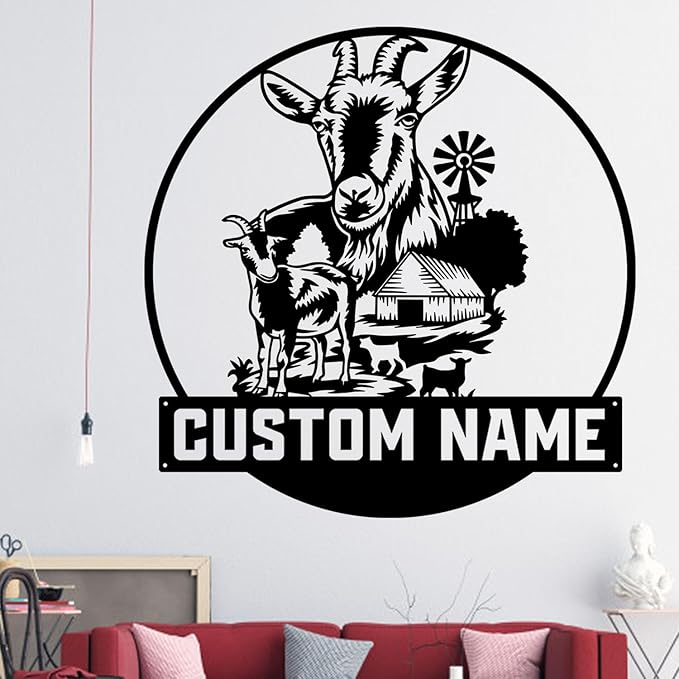 Custom Goat Metal Sign, LED Lights Home Decor, Unique Metal Wall Art for Hanging, Personalized Gift for Goat Lovers, Rustic Farmhouse Style, Perfect for Indoor or Outdoor Display