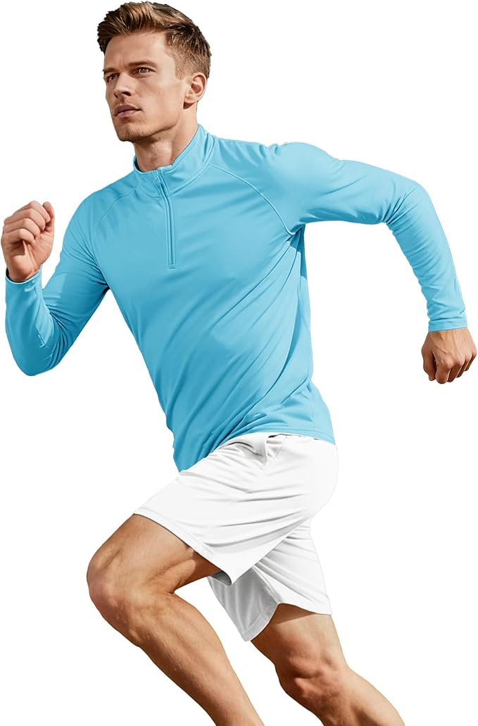 Boladeci Men's UPF 50+ Sun Shirts 1/4 Zip Long Sleeve SPF UV Protection Lightweight Quick Dry Quarter Zip Golf Shirts
