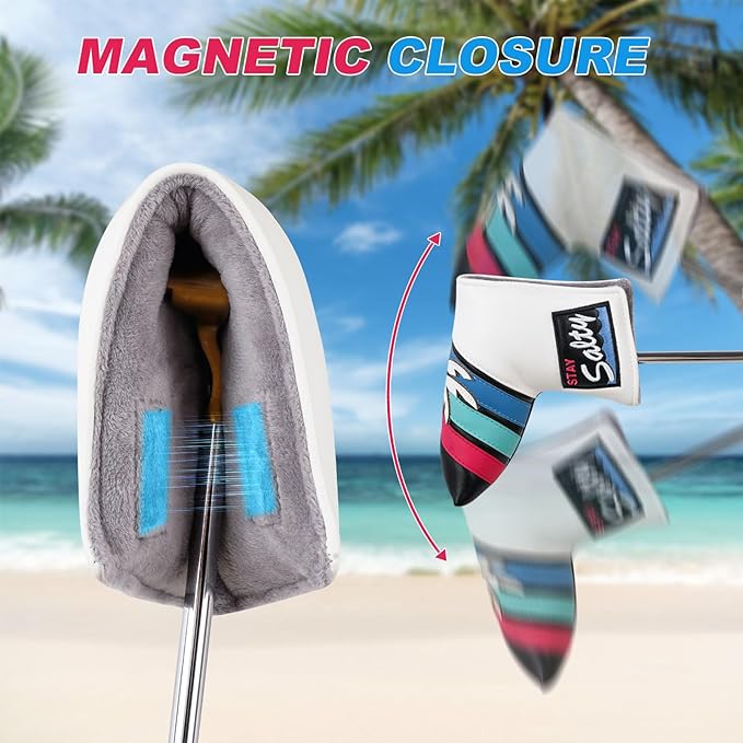 mytag Tropical Golf Headcovers, Coconut Tree Golf Head Covers for Woods and Driver, Putter Covers 3D Embroidery
