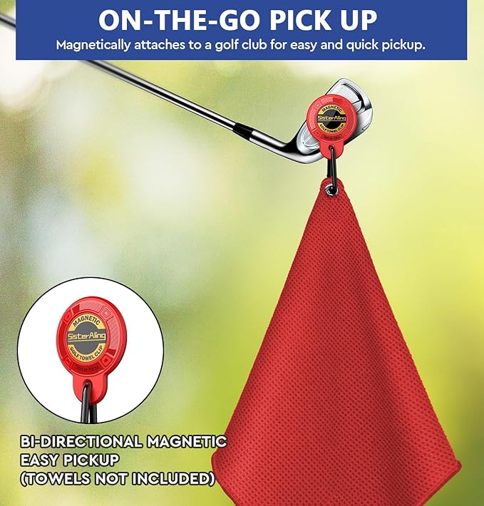 Magnetic Clip for Golf Towel,Removable Industrial Magnetic Accessories Design for Strong Hold to Golf Carts or Clubs (2, Red)