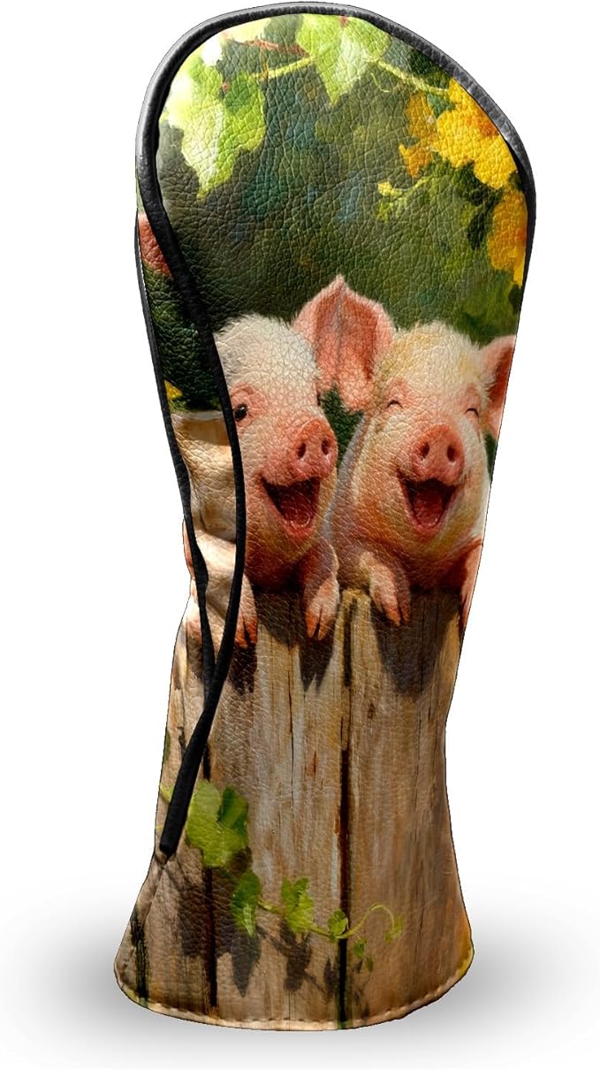 Golf Head Covers Leather Driver Headcover, Premium Golf Club Covers with Anti-Scratch Lining 1/3/5 Wood Head Covers for Golf Clubs for Women Men