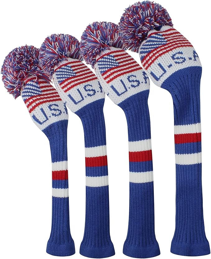 Scott Edward Knit Wood Golf Club Head Covers 4 Pieces Knitted Item Fit Over Well Driver Wood(460cc) Fairway Wood and Hybrid(UT)