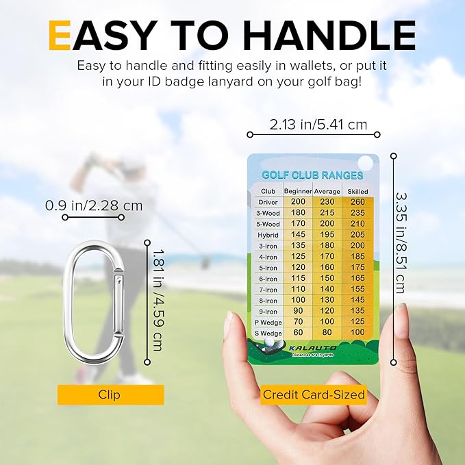 Golf Club Distance and Rules Card: Golf Club Bag Accessories - Golf Yardage Card for Men and Women Golf Club Range Chart Card Personalized Design Beginners Essentials Tool