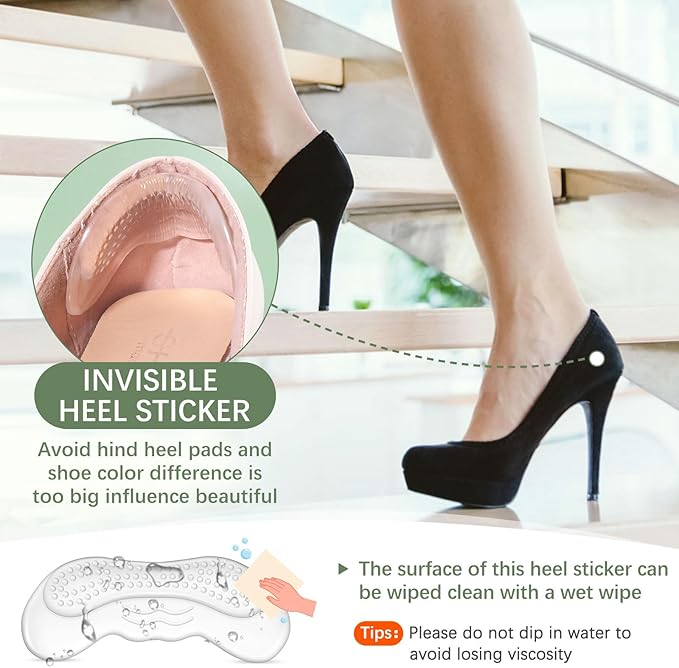 Heel Pads for Shoes That are Too Big: Heel Protectors for Loose Shoes - Stop Heel Pain - Heel Blisters(4 Pairs)