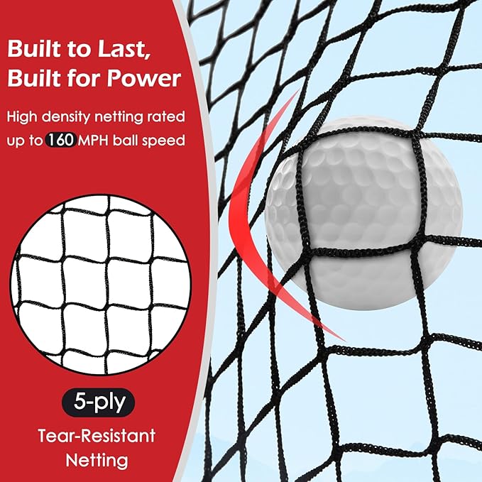Bearwill Golf Net, 10x7ft Heavy Duty Golf Practice Nets with Mat, Target Cloth, 8 Tees, 6 Balls, Carry Bag for Backyard Driving Chipping Indoor Outdoor Training
