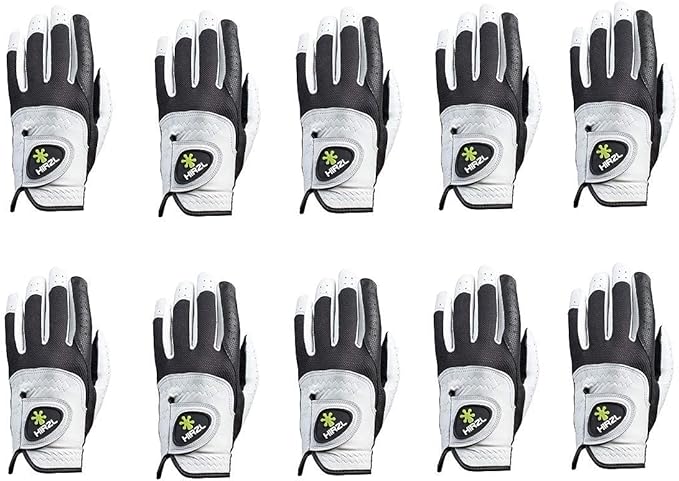 HIRZL Trust Control 2.0 Golf Gloves, All Weather Mens Golf Glove, White/Black, Kangaroo Leather Palm, Cabretta Leather Backhand, Trusted by Pro’s, Sweat Free, Ultimate Grip