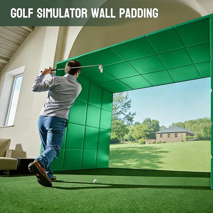 12 Pack Golf Wall Padding Panels Golf Simulator Padding for Walls, Safety Foam with PU Leather Surface for Indoor Impact Protection