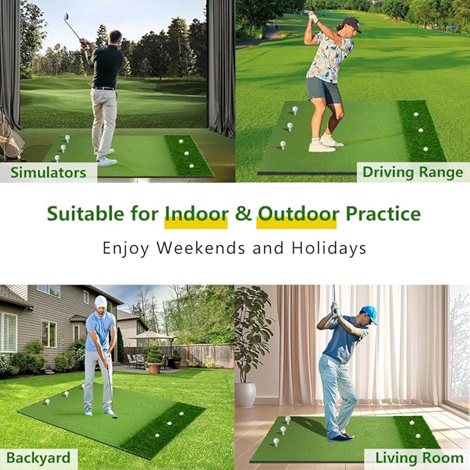 Thickened Golf Mat-31mm, 5x4ft Golf Hitting Mats Practice Outdoor/Indoor, Heavy-Duty Commercial Grade Synthetic Turf Training Mat for Simulators/Garage/Backyard/Driving Range Swing and Chipping