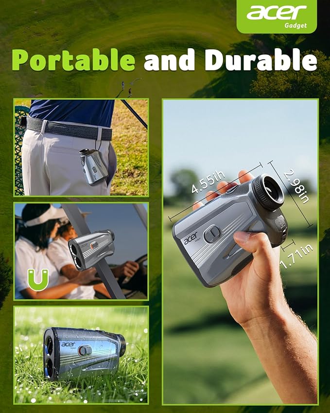 Acer Gadget Golf Rangefinder with Slope - 1200/1700Yards Laser Range Finder for Golfer, 6X Magnification Rangefinders Golf with Flag Pole Locking Vibration, Rechargeable Magnetic Gifts for Golfers