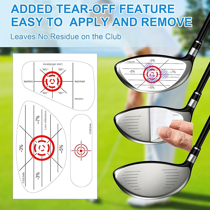 Golf Impact Tape - High-Resolution Strike Stickers for Iron, Wood & Fairway Clubs, Non-Residue, Swing Training Aid Impact Labels
