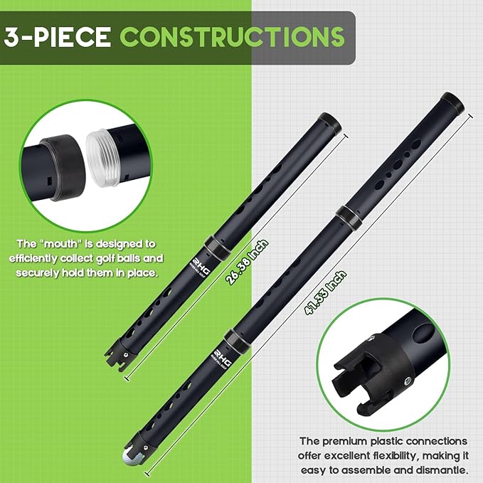 Golf Ball Retriever, Aluminum Alloy Picker Upper Tube, Golf Balls Shagger Grabber, Ball Collector, Pickup Tool Device for Men Women
