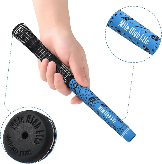 Mile High Life Golf Grips 13 Pack / 3 Pack - All-Weather Soft Rubber Golf Club Grips - High Shock Absorption, Enhanced Traction - Standard, Midsize & Jumbo Size (Core 0.58"-0.61")