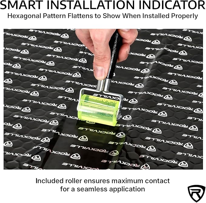 Rockville RockMat 50-15 50 Sq Ft Butyl Sound Deadening Mat 1.5MM 60 Mil, Aluminum Foil Backing, Adhesive Precut Sheets, Reduces Road Noise and Vibrations, Car Truck Van RV Marine