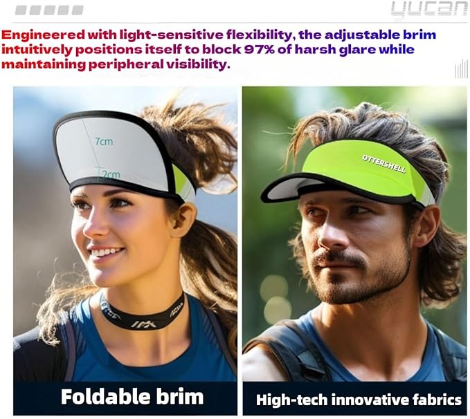 Cooling Sports Sun Visor Hat for Men & Women，Lightweight, Stretchy Packable Running Visor-for Golf, Tennis, Hiking