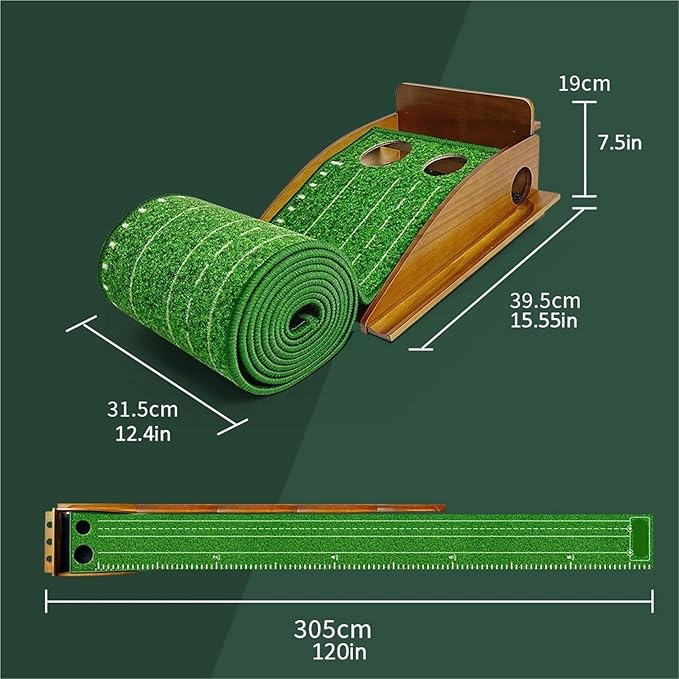 Portable Golf Putting Mat, Removable Putter Training Aid with Alignment Guide for Office and Home Use