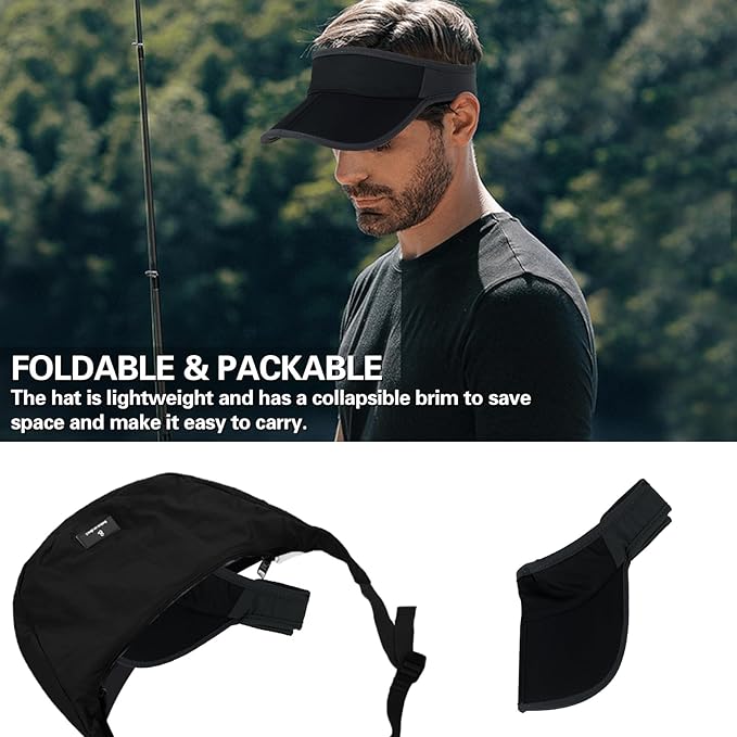 HH HOFNEN Sports Sun Visor Hats Men Women Foldable Brim Lightweight Packable Adjustable Visor Caps Running Golf Tennis