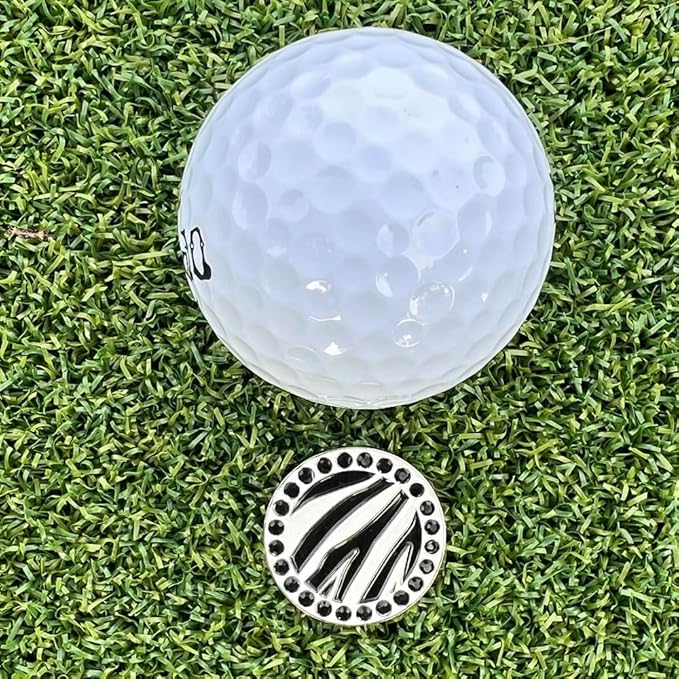 Giggle Golf Bling Golf Ball Marker Pack with Hat Clip – Animal Print Sparkly Markers for Women Golfers (Zebra, Tiger & Paw Print) – Fun Wild Golf Gift Set