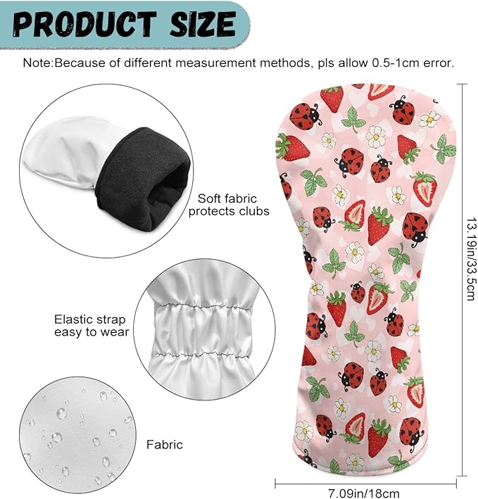 Golf Club Head Covers for Club Protective, Waterproof PU Leather Driver Fairway Wood Hybrid Head Cover