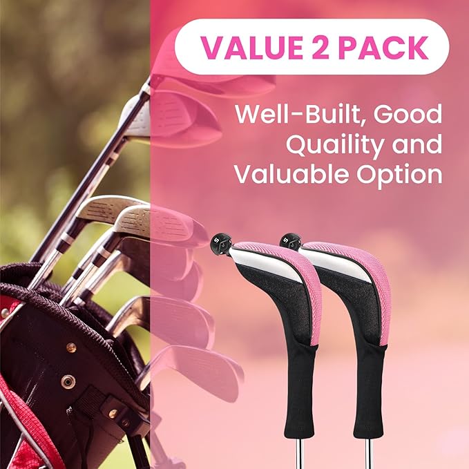 FINGER TEN Golf Club Head Covers Woods Hybrids 1/2/3/4 Pack, Headcovers Men Women 3 5 7 X with Interchangeable Number Tag, Fit All Wood Hybrid Clubs