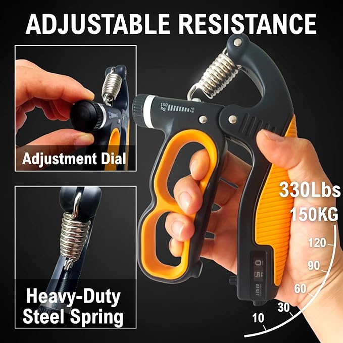 Grip Strength Trainer, 330Lbs Adjustable Resistance Forearm Strengthener, Hand Grip Strengthener with Counter, Heavy-Duty Grip Trainer for Forearm, Wrist & Finger Exercise